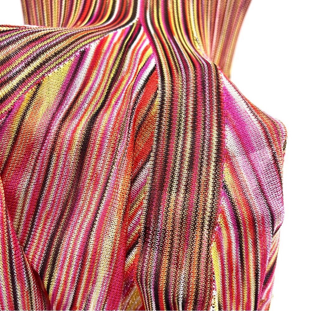 Missoni Striped Knit Multicolor Knee Length Lined Stretch Skirt EU38 US2 Crochet - Picture 4 of 7